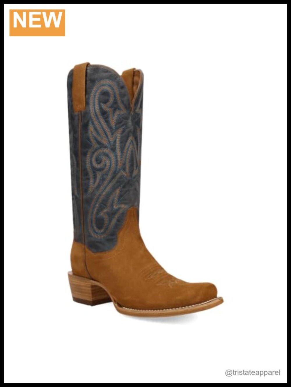 Leather Western Pull-On Boots Square Toe Mid Calf Low Heel